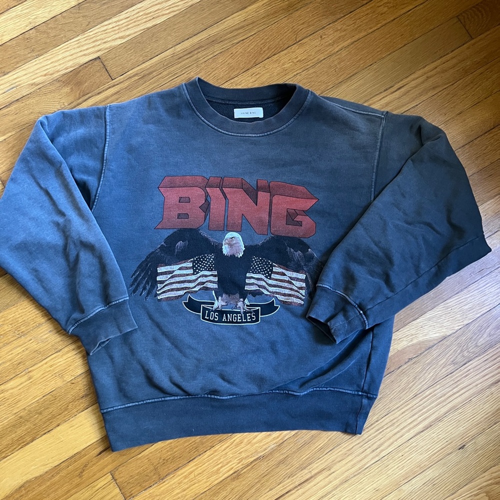 Anine Bing Women’s Black Graphic Crewneck Sweater